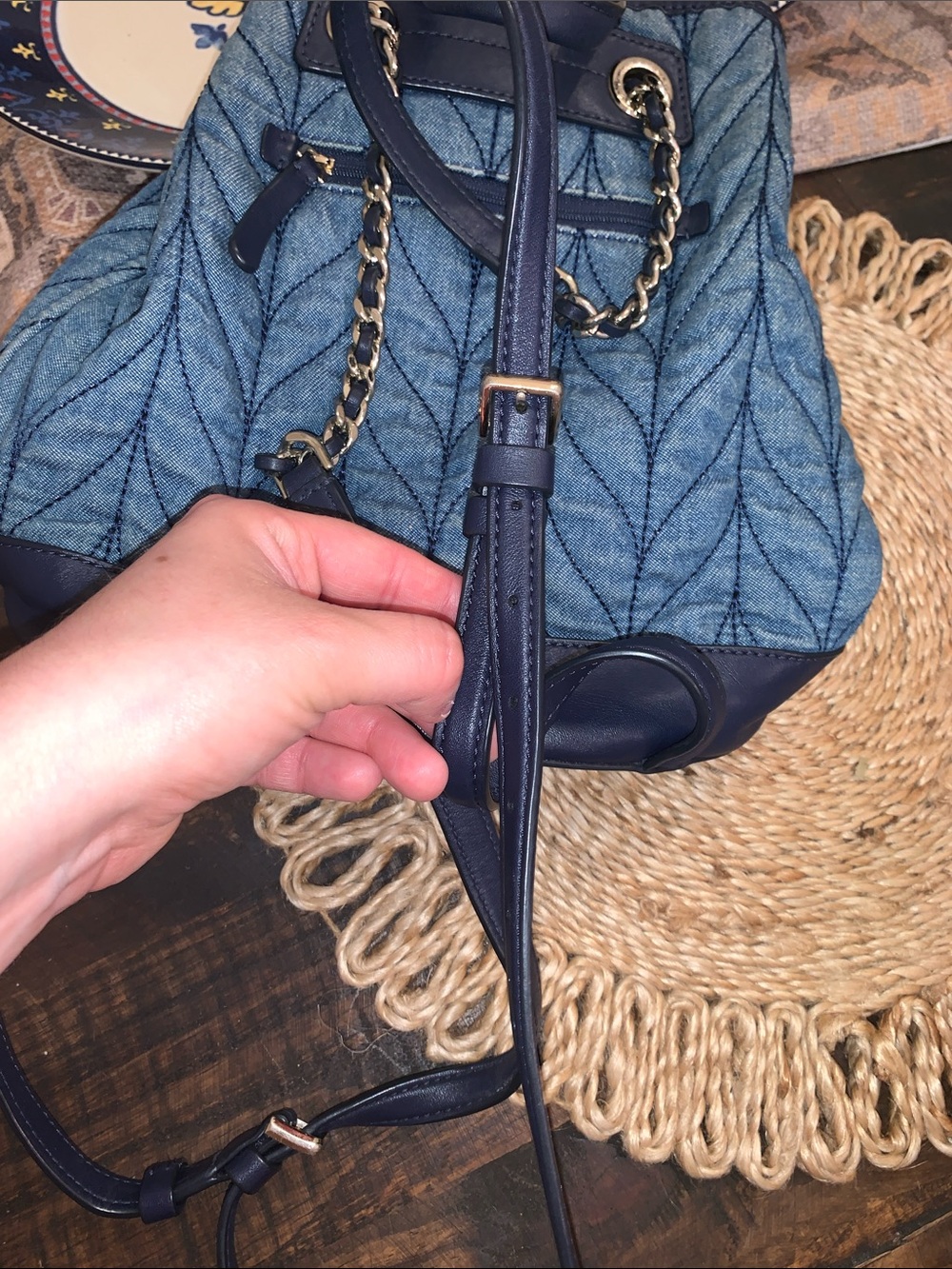 kate spade New York Quilted Denim Briar Lane Bucket Bag in Blue - Picture 9 of 10